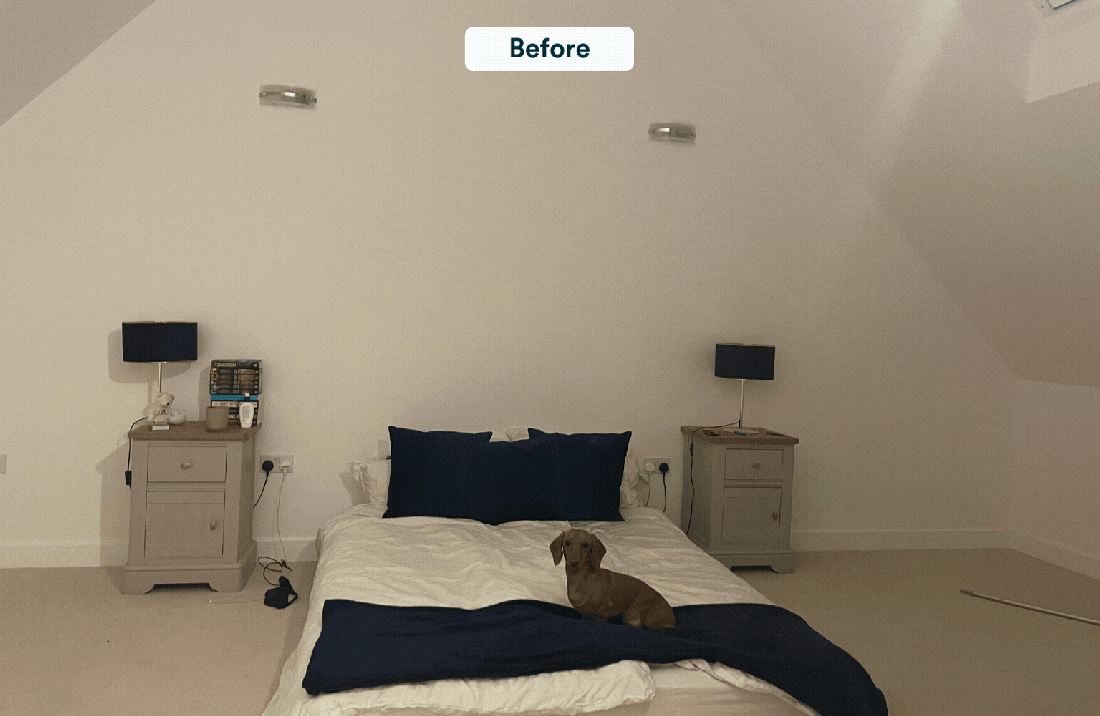 Teal attic bedroom in new build home