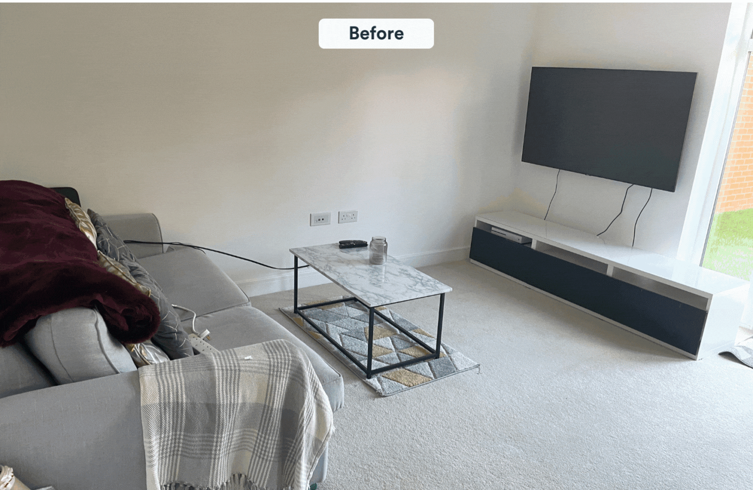 Living room before and after