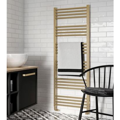 Crosswater MPRO Brushed Brass Heated Towel Rail 1380 x 480mm