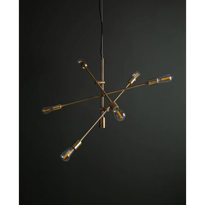 TRIKONASANA brass multi-arm light with clear bulbs