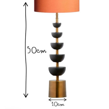 Crescent Table Lamp in black marble with 25cm drum lampshade in ivory dupion silk