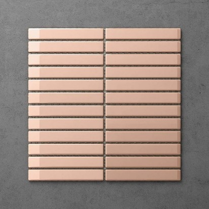 Otsu Kit-Kat Mosaic Tile Sheet Gloss Pink - 295 x 295mm