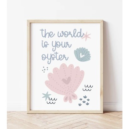 The World Is Your Oyster Print in Oak Frame - A3