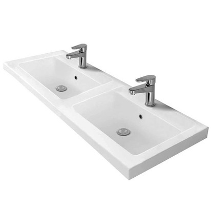 VICTORIAN PLUMBING - Venice Fluted 1205mm White Vanity Unit - Wall Hung 4 Drawer Double Basin - £499.99