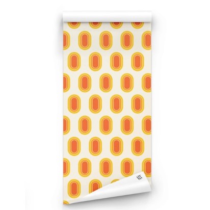 Chill Pill 70's Wallpaper | Orange Juice | H 274cm x W 60cm | Otto Studio | £74 per roll