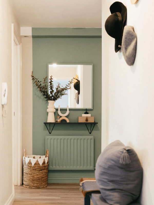 hallway with green skirting boards