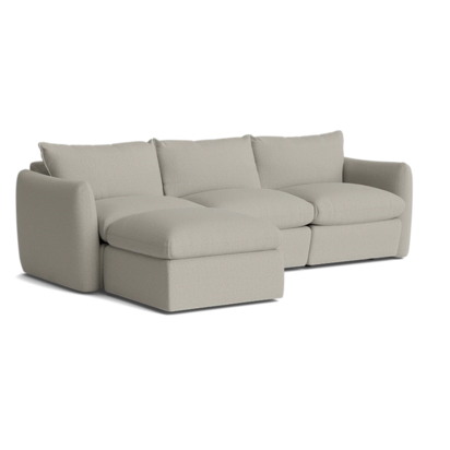 Pillow nap modular chaise sofa in Toast Rack Clever Boucle